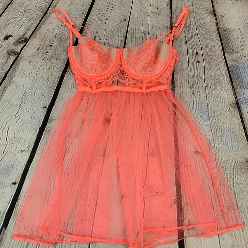 Victoria’s Secret neon lace lingerie babydoll 34C